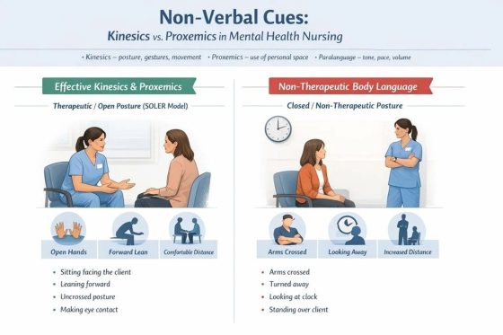 Therapeutic vs Non-Therapeutic Non-Verbal Communication Cues in Psych Nursing.